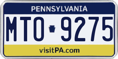 PA license plate MTO9275