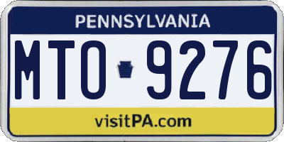 PA license plate MTO9276