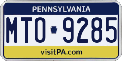 PA license plate MTO9285