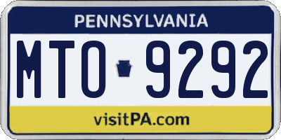 PA license plate MTO9292