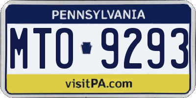 PA license plate MTO9293