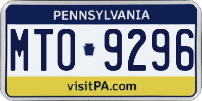PA license plate MTO9296