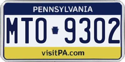 PA license plate MTO9302