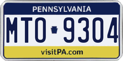 PA license plate MTO9304