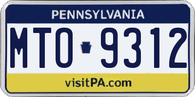 PA license plate MTO9312