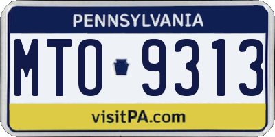 PA license plate MTO9313