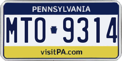 PA license plate MTO9314