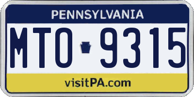 PA license plate MTO9315