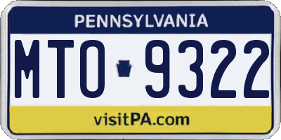 PA license plate MTO9322