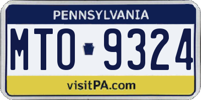 PA license plate MTO9324