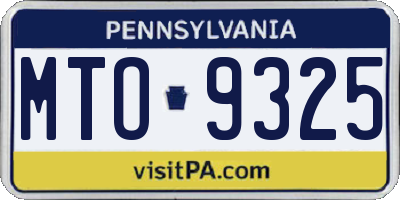 PA license plate MTO9325