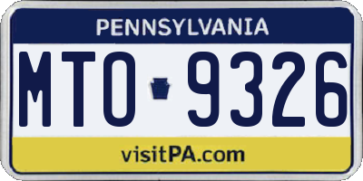 PA license plate MTO9326