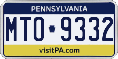 PA license plate MTO9332