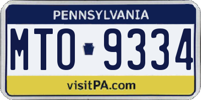 PA license plate MTO9334