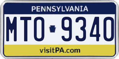 PA license plate MTO9340