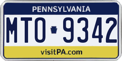 PA license plate MTO9342