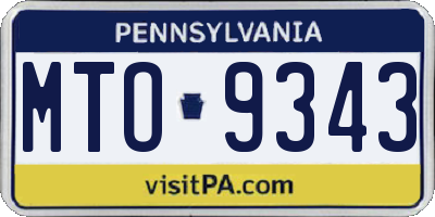 PA license plate MTO9343