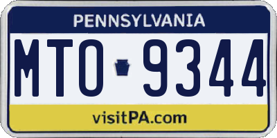 PA license plate MTO9344