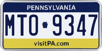 PA license plate MTO9347