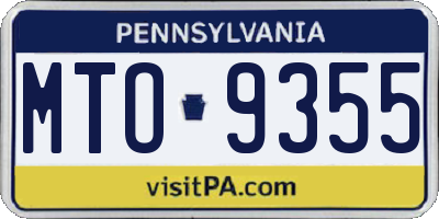 PA license plate MTO9355
