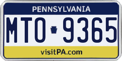 PA license plate MTO9365