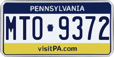 PA license plate MTO9372