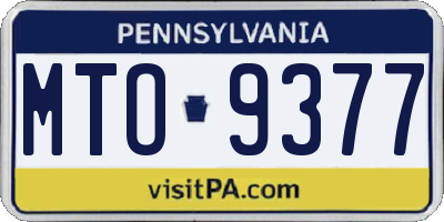PA license plate MTO9377