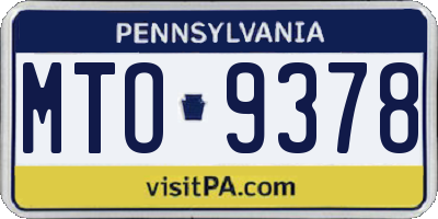 PA license plate MTO9378