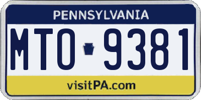 PA license plate MTO9381