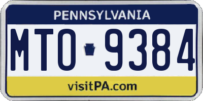 PA license plate MTO9384