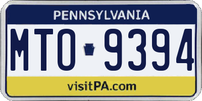 PA license plate MTO9394