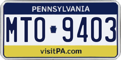 PA license plate MTO9403