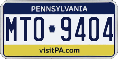 PA license plate MTO9404