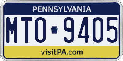 PA license plate MTO9405