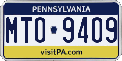 PA license plate MTO9409