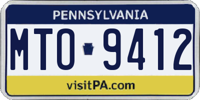 PA license plate MTO9412