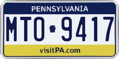 PA license plate MTO9417