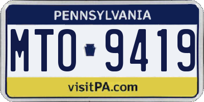 PA license plate MTO9419