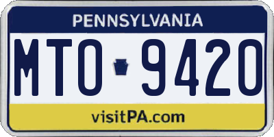 PA license plate MTO9420