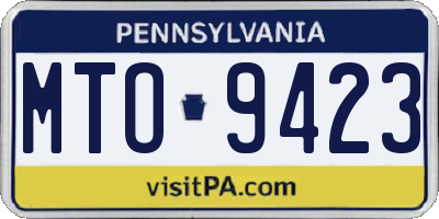 PA license plate MTO9423