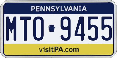 PA license plate MTO9455