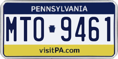 PA license plate MTO9461