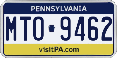 PA license plate MTO9462