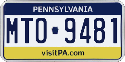 PA license plate MTO9481
