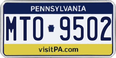 PA license plate MTO9502