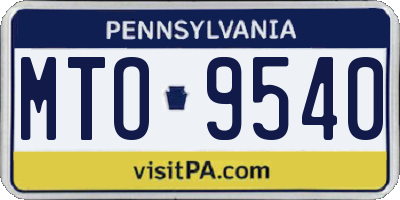 PA license plate MTO9540