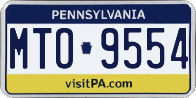 PA license plate MTO9554