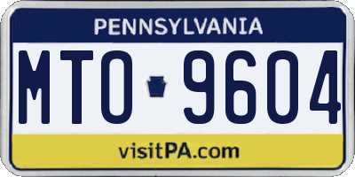 PA license plate MTO9604