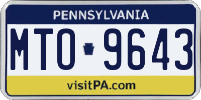PA license plate MTO9643
