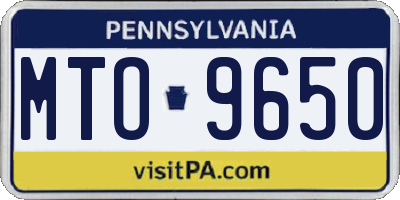 PA license plate MTO9650